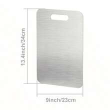 Thick 304 Stainless Steel Cutting Board, Suitable For Cutting Vegetables, Fruits, Meats And Kneading Dough. Anti-Bacterial And Mildew Resistant Material, Easy To Clean By Rinsing. Portable And Space-Saving Design With Hanging Hole. Dual-Sided Usable, Ideal For Kitchen And Catering Use. - Other - View 3