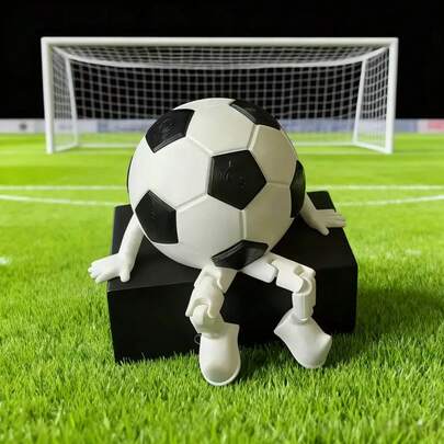 1pc Football Shaped Sculpture, Statue In Football Form, Suitable For Home, Office And Garden Decor, Sports Themed Decoration, Ideal Gift For Football Fans And Enthusiasts