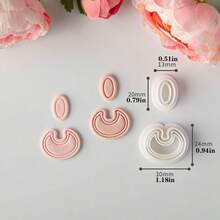 Set de 2 moldes de arcilla suave con diseño geométrico asimétrico minimalista básico, cortador de arcilla pendiente asimétrico creativo, herramienta de manualidades DIY de juego - Blanco - Ver 14