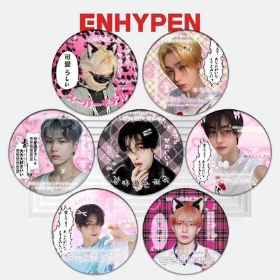 EN/HYPEN Badge, Sunghoon, JUNGWON, JAKE, NI-KI Cartoon Card Frame Sticker, Cute Bag Charm, Idol Photo Card Holder Pendant, Pencil Case Decor, Best Friend Matching Brooch, Fan Collectible Gift, Holiday & Birthday Gift