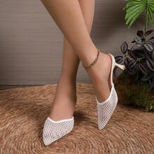 New Summer Pointed Toe Mule Sandals, Fashionable Outdoor Wear, Korean Style High Heel Shoes For Women - White - View 6