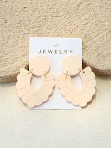 1 Pair Women's Abstract Flower Shaped Milky White Ceramic Texture Hollow Design Elegant Personalized Precision Acrylic Earrings - Multicolor - View 1