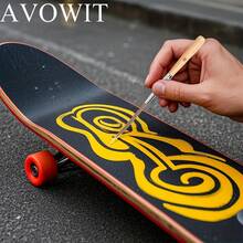 AVOWIT 5支装艺术家油画丙烯画笔套装，长毛勾线笔，短柄，超长圆头，金属箍和优质木柄，适用于油画、水彩、水粉画，非常适合绘制长笔触，吸水性强。 - 長毛刷 - 查看 4
