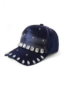 1顶女士可调节水钻棒球帽，时尚百搭尖顶帽，情侣款 - 棒球帽 - 查看 6