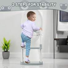 Asiento de entrenamiento en maceta con escalera de taburete de paso de altura ajustable - almohadillas antideslizantes para la  - entrenador de inodoro para niños pequeños para niños y niñas - duradero con soporte estable para un entrenamiento fácil en maceta - Gris - Ver 2
