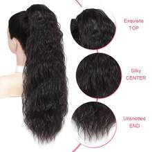Ponytail Extension, 18/26/30 Inch Drawstring Ponytail Hair Extensions Synthetic Long Curly Wavy Hair Extensions Ponytail Thick Hair Pieces For Women, 2# - 黑棕色 - 查看 3
