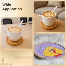 6件套日式竹木耐热杯垫，含1个铁架，木质茶杯垫，圆形耐热茶垫，禅意家居木质杯垫 - 彩色 - 查看 8