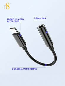 D8 IPhone16 USB-C To 3.5mm Audio Adapter, Type-C To AUX Headphone Converter With DAC Stereo Microphone, Compatible With IPhone16/16 Pro/Pro Max/15/15Plus/15Pro/15Pro Max Pro/Air 5/4 Mini 6, Galaxy S23 Ultra S22 S21 S20, Pixel 7 Pro, White - Black - View 5