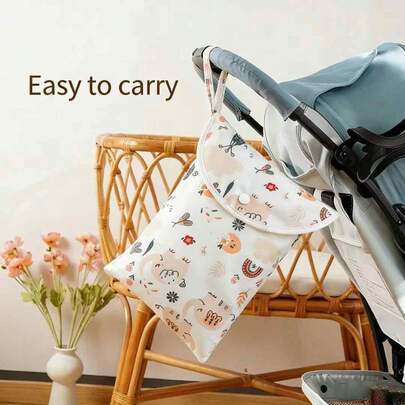 1pc Cartoon Pattern Diaper Bag, Portable Baby Bag, Stroller Bag, Can Store Baby Clothes, Diapers, Wipes, Ideal Home Decor Gift For Baby Shower