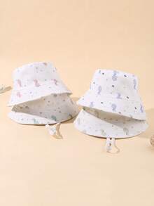 1 chiếc mũ chống nắng thoáng khí in hình khủng long hoạt hình cho trẻ em, có dây buộc cằm, kiểu dáng dễ thương, thường ngày cho hoạt động ngoài trời mùa hè. - Nhiều màu - Xem 2