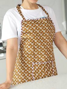 1 chiếc tạp dề hai túi viền xếp ly, màu trắng, chất liệu polyester chống dầu, dùng trong nhà bếp - Đen và trắng - Xem 7