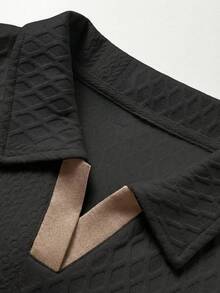 Men's Cool Daily Commute Home Casual Polyester Fabric Solid Color Versatile Sports Breathable Diamond Pattern Set - Black - View 3