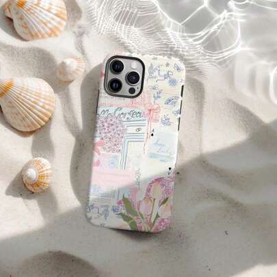 Funda de teléfono con collage de flores de la italiana, estética de verano de coqueta costera, compatible con iPhone 17 Pro Max, 16e, 15 Plus, 14, 13 Pro Max, 12, 11