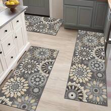 Farmhouse Kitchen Rug Sets 3pcs, Non Slip Kitchen Rugs And Mats Set, Boho Kitchen Mats For Floor, Vintage Washable Kitchen Floor Rugs For Hallway Laundry Room,Suitable For Both Indoor And Outdoor Use, Ideal For Hallways, Balconies,High-End Printed Kitchen Soft And Comfortable Standing Mat, Moisture-Absorbent And Anti-Slip, Durable And Stain-Resistant, Suitable For Bathroom Door, Kitchen, Dining Room, Coffee Shop Carpets, As Well As Living Room, Bedroom And Entry-Level Home - Multicolor - View 6