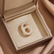 1pc New Rhinestone Number Brooch, Luxury Elegant Lucky Number Brooch, Pearl & Diamond Decor Brooch - Multicolor - View 20