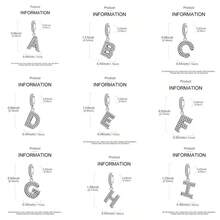 1 Pc A-Z 26-Letter Alphabet Charms With Inlaid Shiny Zirconia-DIY LOVE Letter Jewelry Gift, Perfect For Custom Bracelets And Necklaces - Silver - View 3