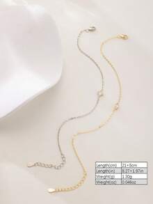 SYMFNY S925 Sterling Silver Layering Anklet For Women, Delicate Tiny Rhombus & Eye Shape Zirconia Charm Ankle Bracelet, Adjustable Summer Beach Barefoot Jewelry, Minimalist Waterproof Daily Wear Anklet. - Anklets - View 4