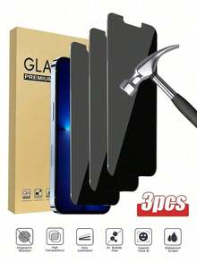 Privacy Anti-Spy Tempered Glass Screen Protector SDRDS 3pcs Tempered Glass Privacy Screen Protector Anti-Spy Anti-Fingerprint Waterproof Shockproof Compatible With IPhone 16/16 Pro/15/15 Pro Max/13/14 Pro Max17/8plus/11/12/Xr/X/XS/17/17 Air/17 Pro/17 Pro Max/17e Spring Easter Gift - Black - View 12