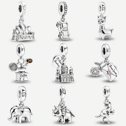 1件时尚925纯银偷龙吊坠珠，适合女士手链、手镯DIY首饰制作及日常穿搭搭配饰品，适合女孩佩戴