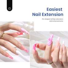 Beetles Gel Nail Kit Short Almond Gift Spree Easy DIY Extension Set Gift For Women - Peti Mati Panjang 500 buah (Kit Transparan) - View 3