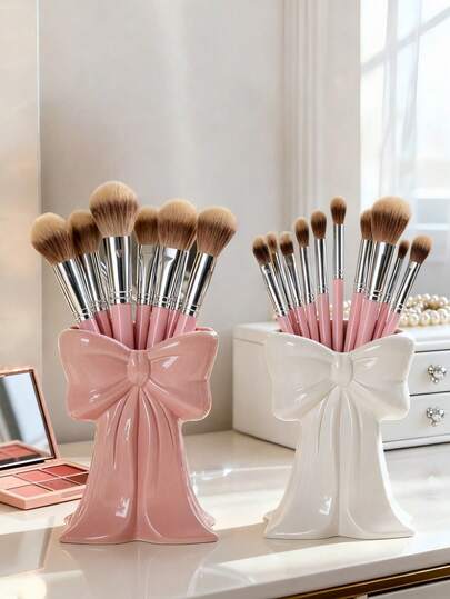 1 pieza/2 piezas Jarrón con diseño elegante de lazo, adecuado para flores frescas o secas, también se puede usar para guardar pinceles de maquillaje, decoración perfecta para el escritorio