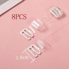 8pcs Wider Transparent Matte Invisible Bra Straps With Adjustable Clear Shoulder Straps, Non-Slip Clips - Clear - View 6