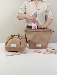 1pc Japanese Style Lunch Box Bag, Hand-Held Insulated Bento Bag, New Large Capacity Waterproof Office Worker Commuting With Food Picnic Bag - Multicolor - View 2