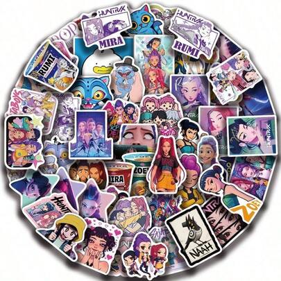 60 miếng dán hình nhóm nhạc nữ K-Pop Thợ săn quỷ (Mira, ), dùng để trang trí bình nước, ốp điện thoại, đàn guitar, miếng dán chống nước, miếng dán graffiti, miếng dán anime Hàn Quốc.