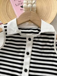 2pcs/Set Girls Casual Fashion Bow Lace Trim Camisole And Striped Flare Pants Set, Summer - White - View 3