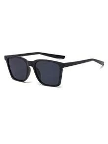 1 Pair Men's Black Square PC Minimalist Casual Versatile Fashion Glasses - Black - View 3