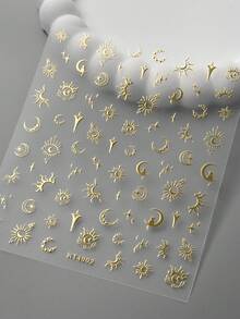 1片装星星、月亮、爱心美甲贴纸，DIY美甲装饰，Y2K风格3D美甲装饰 - 彩色 - 查看 17