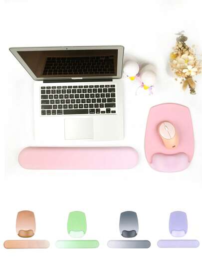 Keyboard Wrist Rest Mouse Pad Set, Soft Silicone Ergonomic Support,Pain Relief For Office Gaming Laptop Desk Accessories