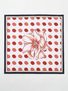 1条70厘米牡丹花印花方巾，花卉头巾 - 彩色 - 查看 4