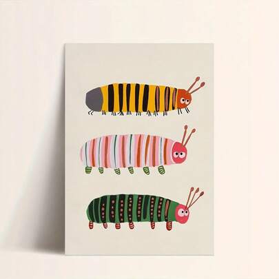 Tranh treo tường hình bướm, phong cách tối giản hiện đại, hình côn trùng hoạt hình nhiều màu sắc, trang trí phòng ngủ, không khung.