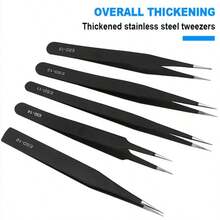 Industrial Precision Stainless Steel Tweezers Set Anti-Static ESD Maintenance Tools Curved Straight Tweezers Repair Tools - Multi-piece Set - View 2