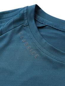 Camiseta transpirable de secado rápido para hombres | Tela de panal de abeja transpirable bidireccional | Camisa de manga corta multifuncional, adecuada para fitness, entrenamiento, negocios y uso casual | Resistente a las arrugas y antibacteriana para el verano - lago azul - Ver 6