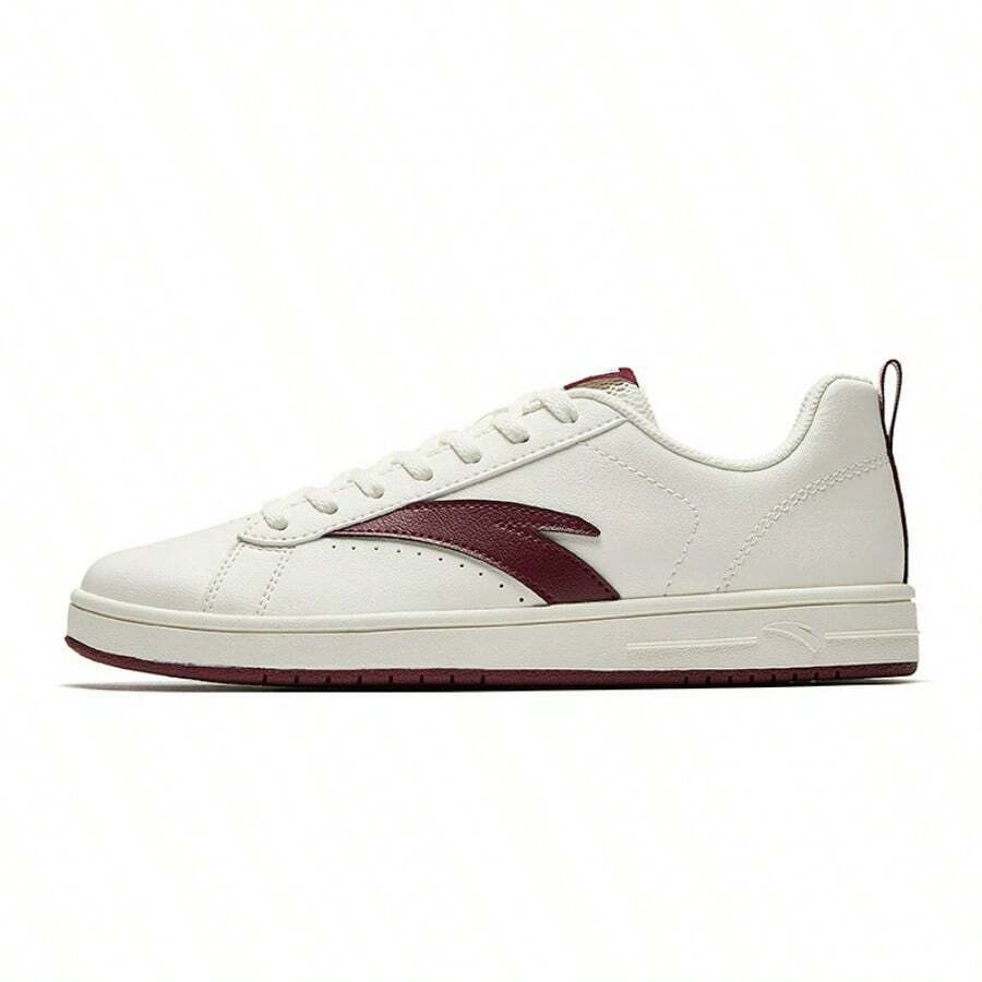 Giày nữ đế mỏng Anta, giày thể thao thường ngày, mẫu mới mùa xuân 2026, giày sneaker đa năng, giày trắng tối giản tiện dụng đi làm. - Ngà/Đỏ thẫm-1 - Xem 1