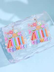 1 Pair Proud Moon Elegant Cute Fashion Unique Floral & Book Design Acrylic Dangle Earrings, Women's Daily, Holiday, Party Jewelry Gift - Multicolor - View 3