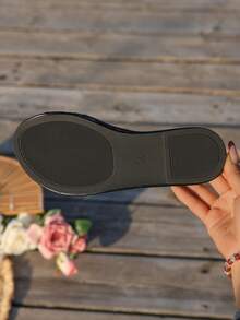 1 Paio di sandali bohémien in colore unito in pelle PU e rete, con lavorazione intrecciata e design traforato, adatti per le vacanze estive - nero - Visualizzare 7
