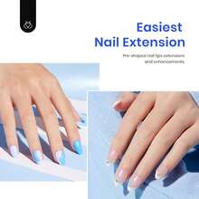Beetles Gel Nail Kit Short Almond Gift Spree Easy DIY Extension Set Gift For Women - Almond Extra Short 500pcs (Clear Kit) - 查看 3