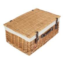 Red Hamper 36cm Buff Finish Wicker Picnic Basket - White - View 2