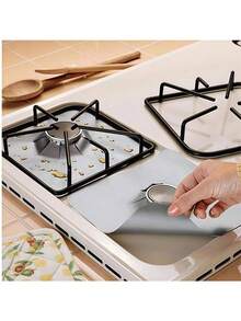 4/8/10片装耐热可水洗防油防污燃气灶清洁垫，可重复使用清洁垫，厨房工具，炉灶垫，厨房清洁用品，户外烧烤垫，烤盘垫，防油垫 - 彩色 - 查看 5