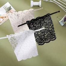 3件套女士黑白双层花卉蕾丝可拆卸模块化胸罩领 - 彩色 - 查看 9