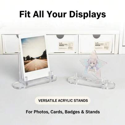 6 Pcs Display Stand, Single Badge Storage Rack, Acrylic Commemorative Coin Ribbon Transparent Peripheral Sign Holder, Transparent Plastic Desktop Stand, Bohemian Style, No Electricity Required