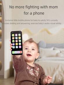 1个儿童仿真智能手机玩具，带声光效果的音乐早教手机模型，圣诞节和万圣节礼物 - 彩色 - 查看 11