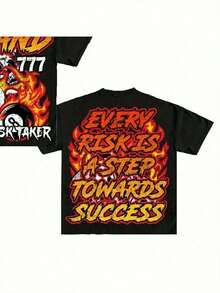 Apocalypse Sci-Fi Double-Sided Crisis&Disaster Print Oversize Short Sleeved Street Y2K Niche Style T-Shirt Top Print Y2K Crew Neck T Shirt For Women, Holiday, Vacation, Spring, Festivalsummer Clothes,Men Graphic Tees,Vintage T Shirts - 黑色2 - 查看 3