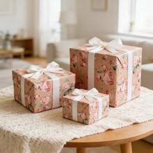 1卷粉色玫瑰包装纸 | 花卉玫瑰 - 复古优雅，适合婚礼、生日派对包装、节日礼物、朋友生日装饰 - 查看 5