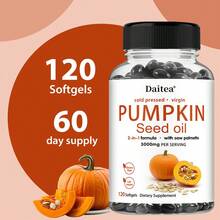 Two-In-One Pumpkin Seed Oil Supplement - Contains Sawpalmitic Acid, 3000 Mg/Serving - Suitable For Both Men And Women, Supports Hair, Prostate, And Urinary System Health - 120 Softgels - 1瓶 - 查看 3