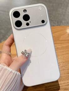 1pc Silver Upgraded Version: Original Large Window Magnetic Protective Case, Compatible With IPhone 17/16/15/14/13 Apple Air/17 Pro Max - Supports Wireless Charging, Matte Texture - Silver - View 9