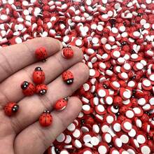 100/50/10pcs Mini Red Ladybug Stickers - Self-Adhesive Reusable Decorations, Suitable For Crafts, Card Making, Garden Party Decor And Room Decor. Designed In Red, These Stickers Are Perfect For Handmade And DIY Projects. - Multicolor - View 3